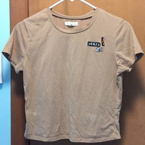 “FEELS” Tan crop top